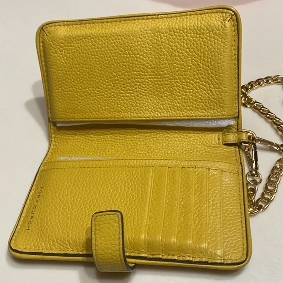TORY BURCH RARE YELLOW WRISTLET WALLET EUC - Picture 3 of 6